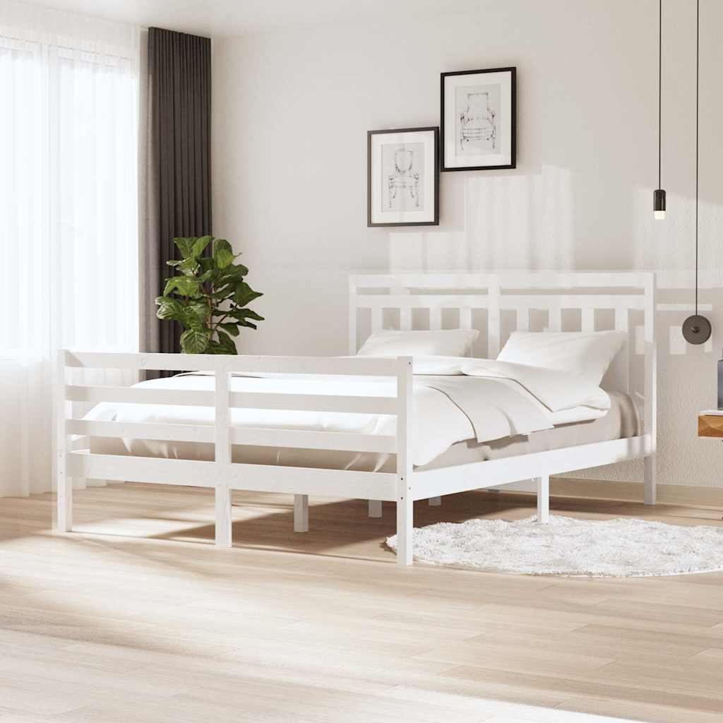 Vidaxl bedframe massief grenenhout wit 160x200 cm