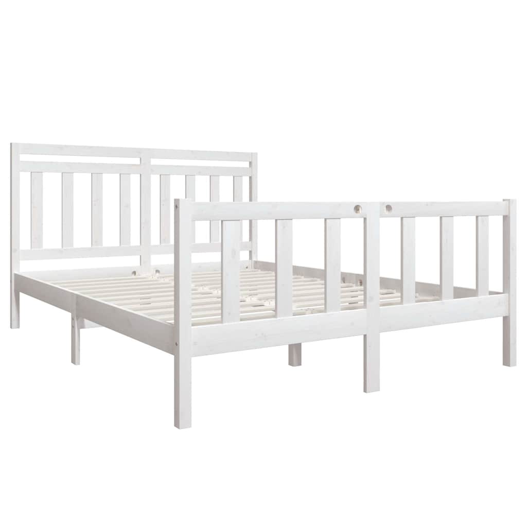 Vidaxl bedframe massief hout wit 150x200 cm