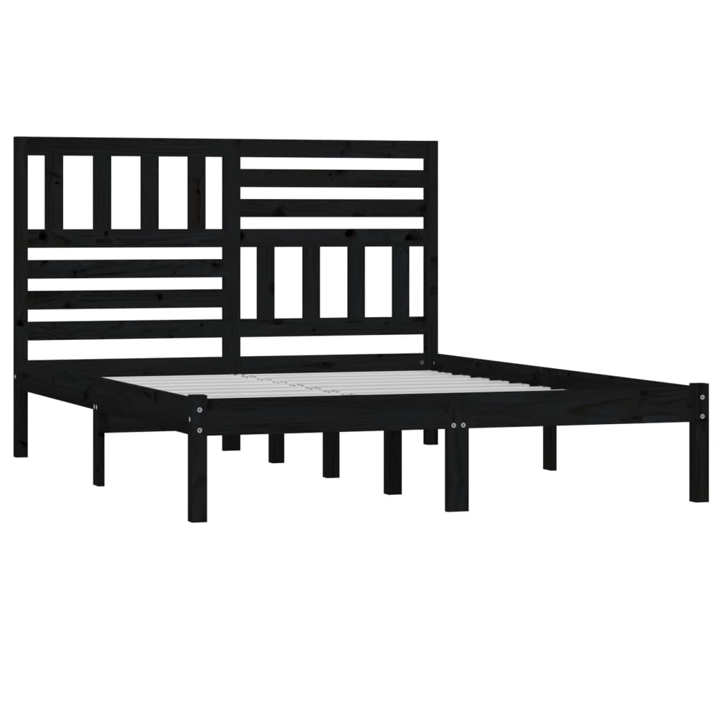 Vidaxl bedframe massief grenenhout zwart 140x190 cm