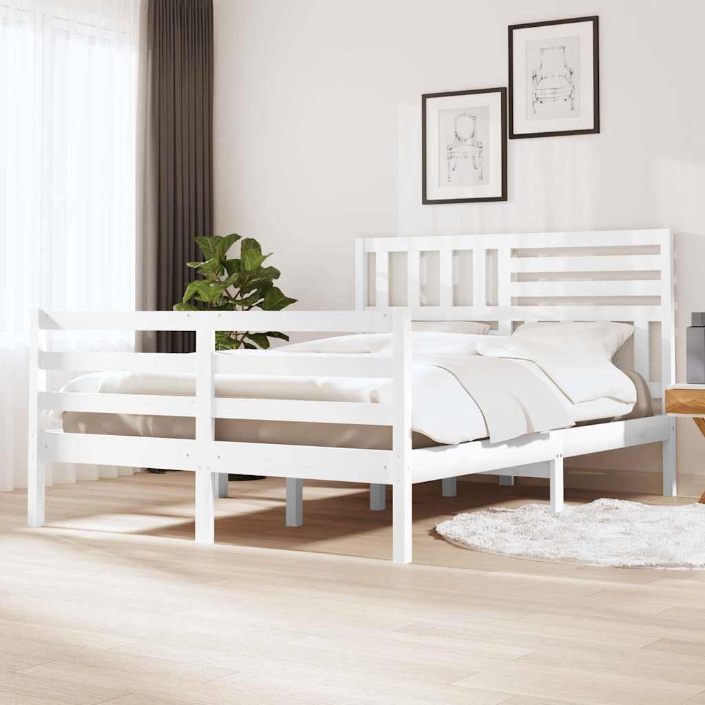 Vidaxl bedframe massief hout wit 140x200 cm