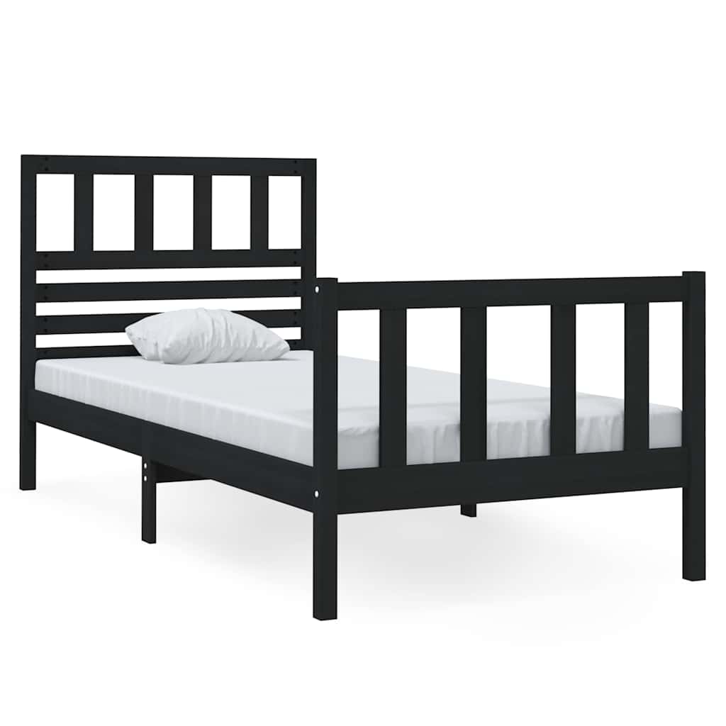 Vidaxl bedframe massief hout zwart 75x190 cm