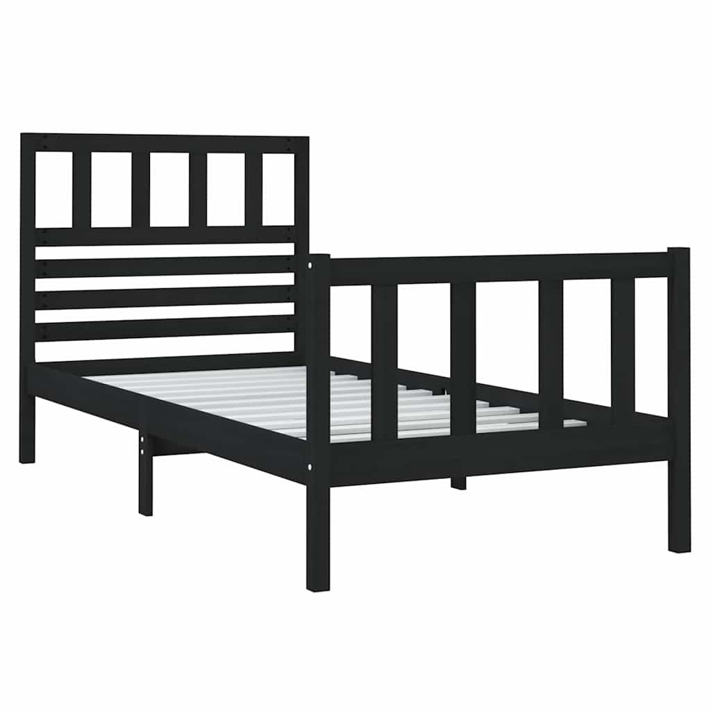 Vidaxl bedframe massief hout zwart 75x190 cm