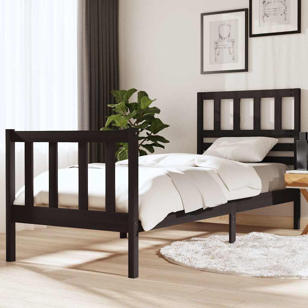 Vidaxl bedframe massief hout zwart 75x190 cm