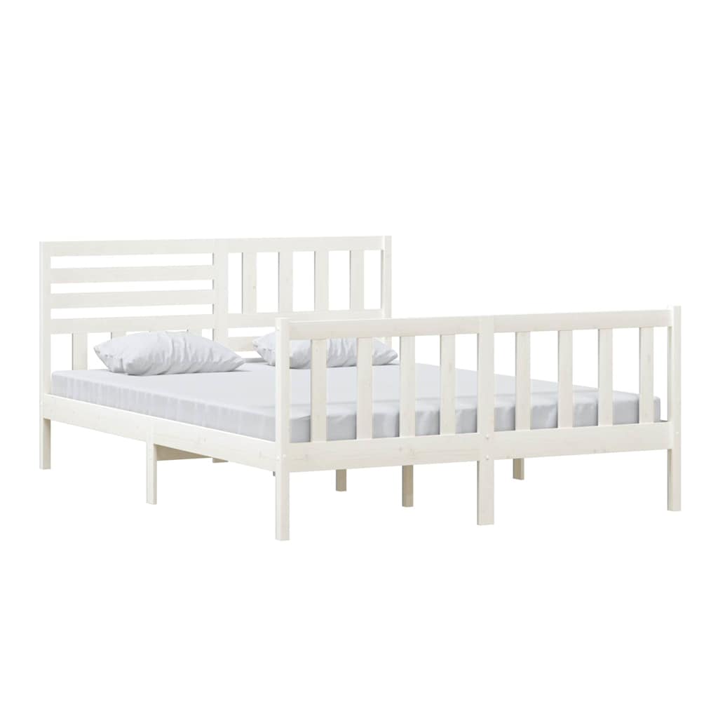 Vidaxl bedframe massief hout wit 150x200 cm