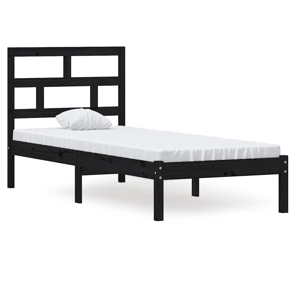 Vidaxl bedframe massief hout zwart 75x190 cm
