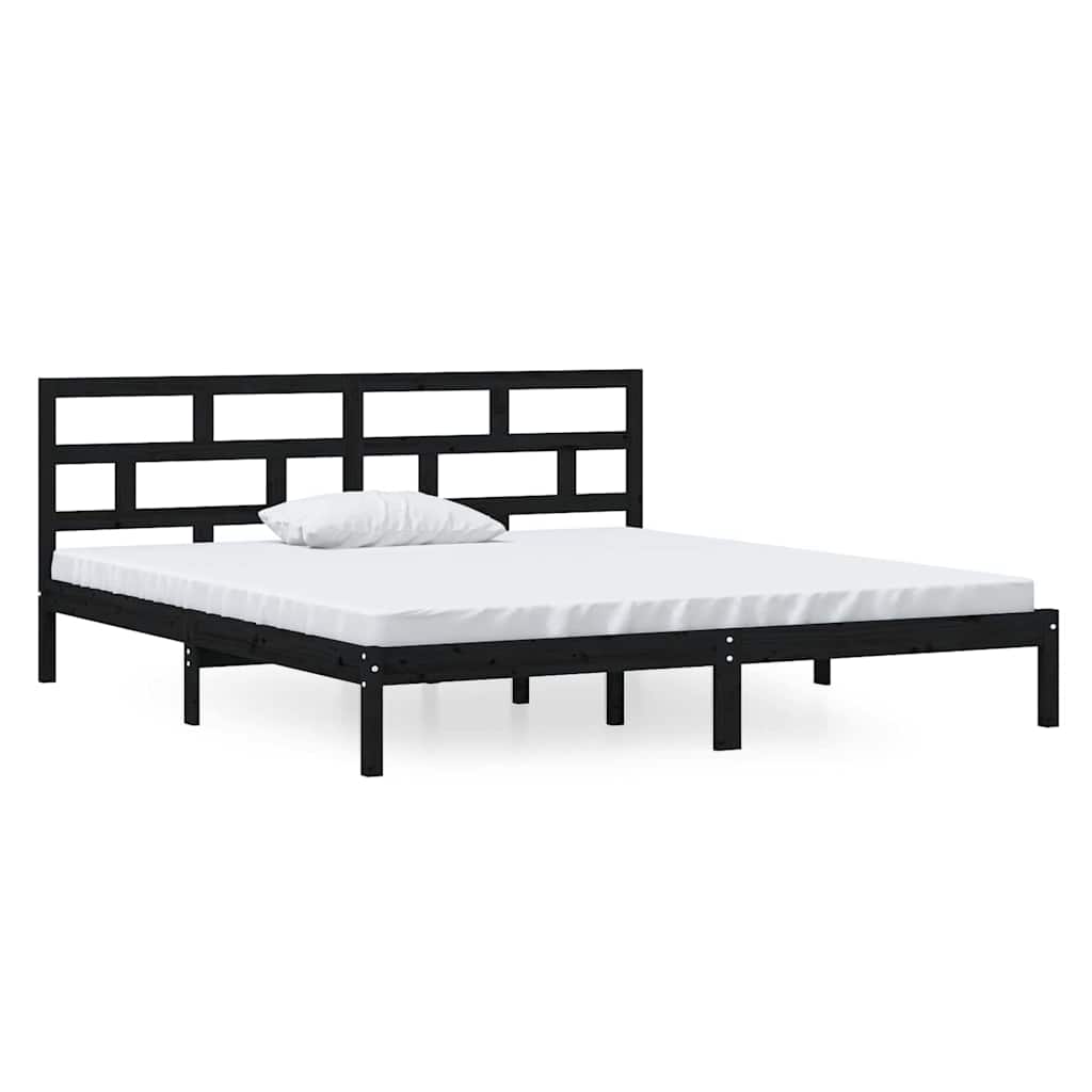 Vidaxl bedframe massief grenenhout zwart 140x190 cm