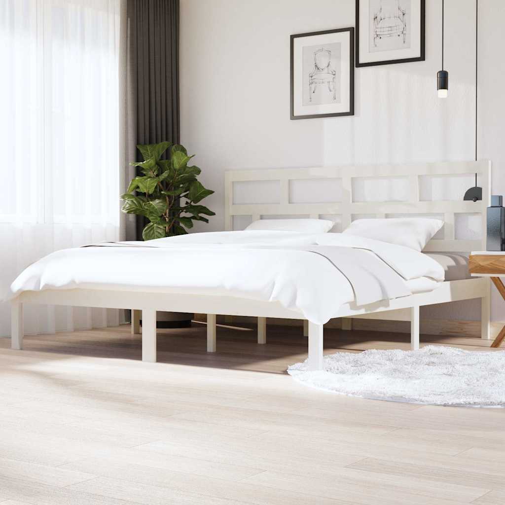 Vidaxl bedframe massief grenenhout wit 200x200 cm