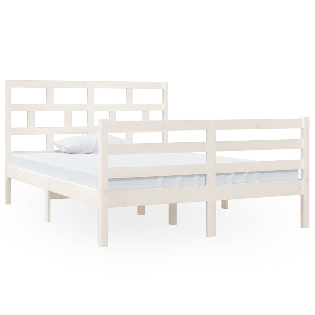 Vidaxl bedframe massief hout wit 135x190 cm
