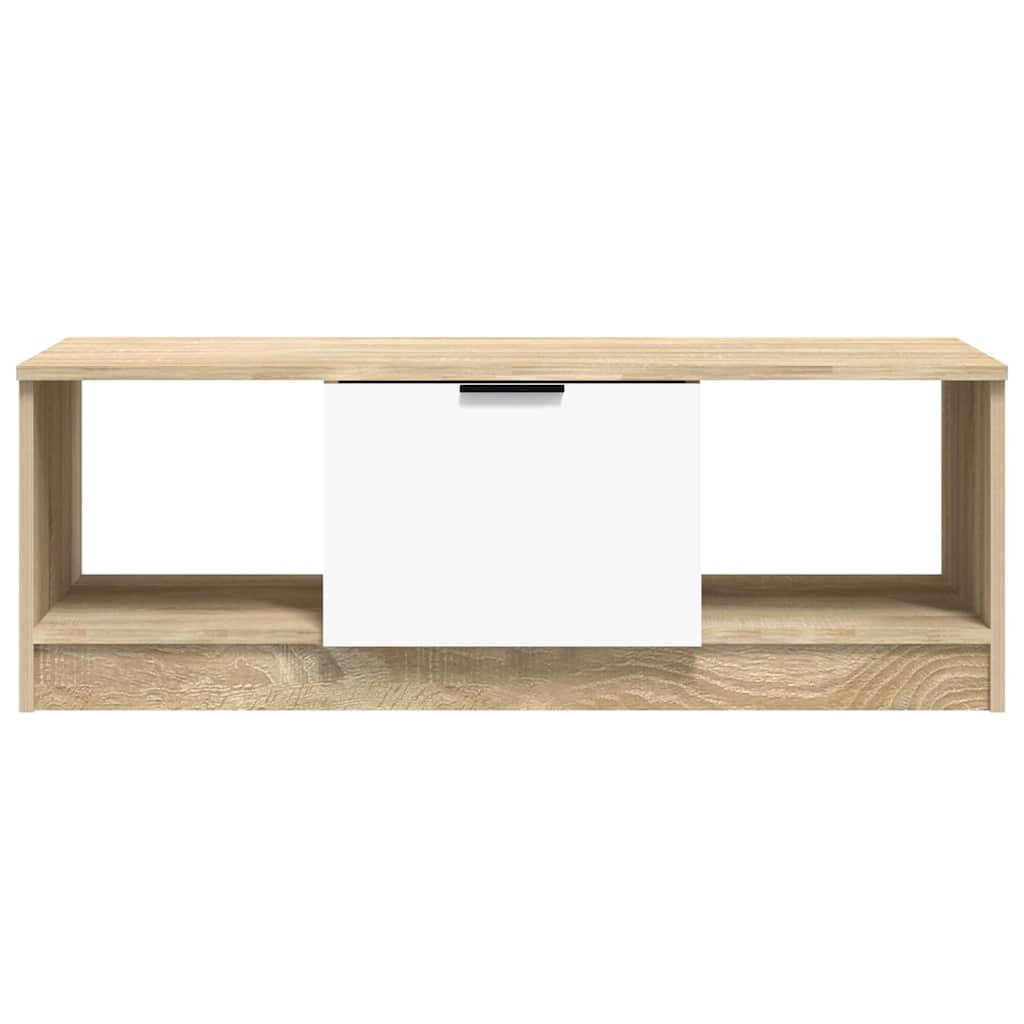 Vidaxl salontafel 102x50x36 cm bewerkt hout wit en sonoma eikenkleurig