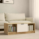 Vidaxl salontafel 102x50x36 cm bewerkt hout wit en sonoma eikenkleurig