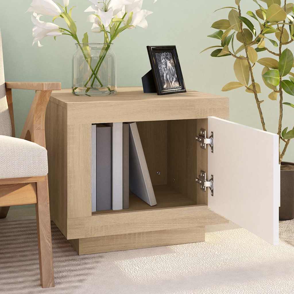 Vidaxl salontafel 51x50x45 cm bewerkt hout wit en sonoma eikenkleurig