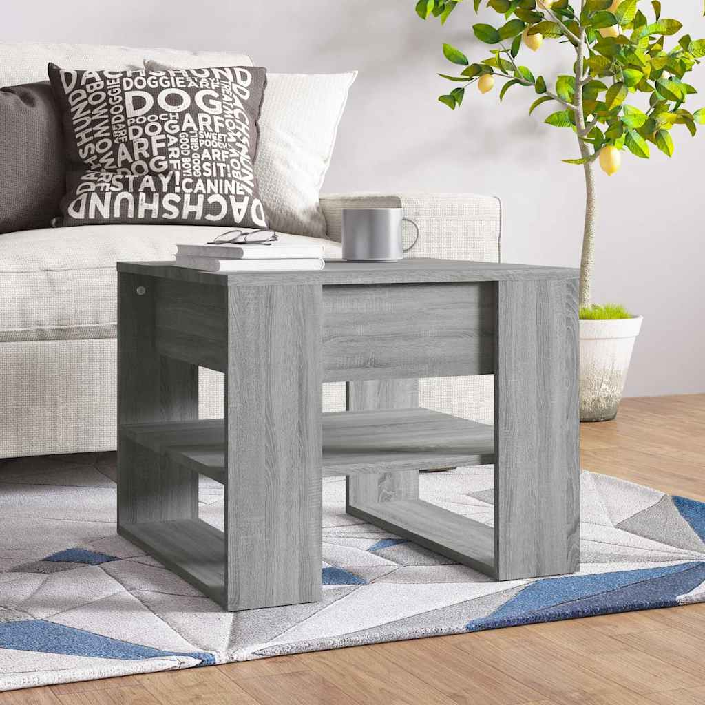 Vidaxl salontafel 55,5x55x45 cm bewerkt hout grijs sonoma eikenkleurig