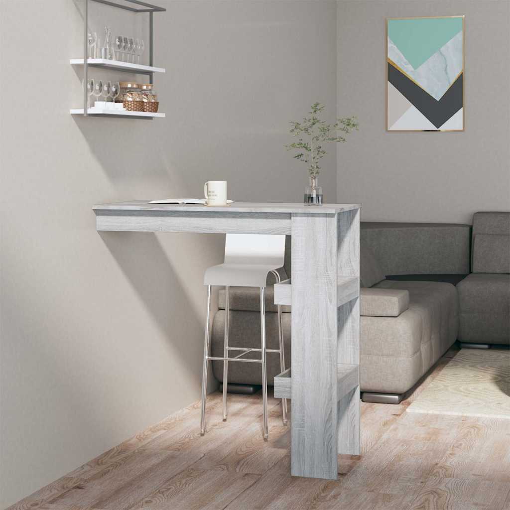 Vidaxl bartafel wandgemonteerd 102x45x103,5 cm bewerkt hout grijs