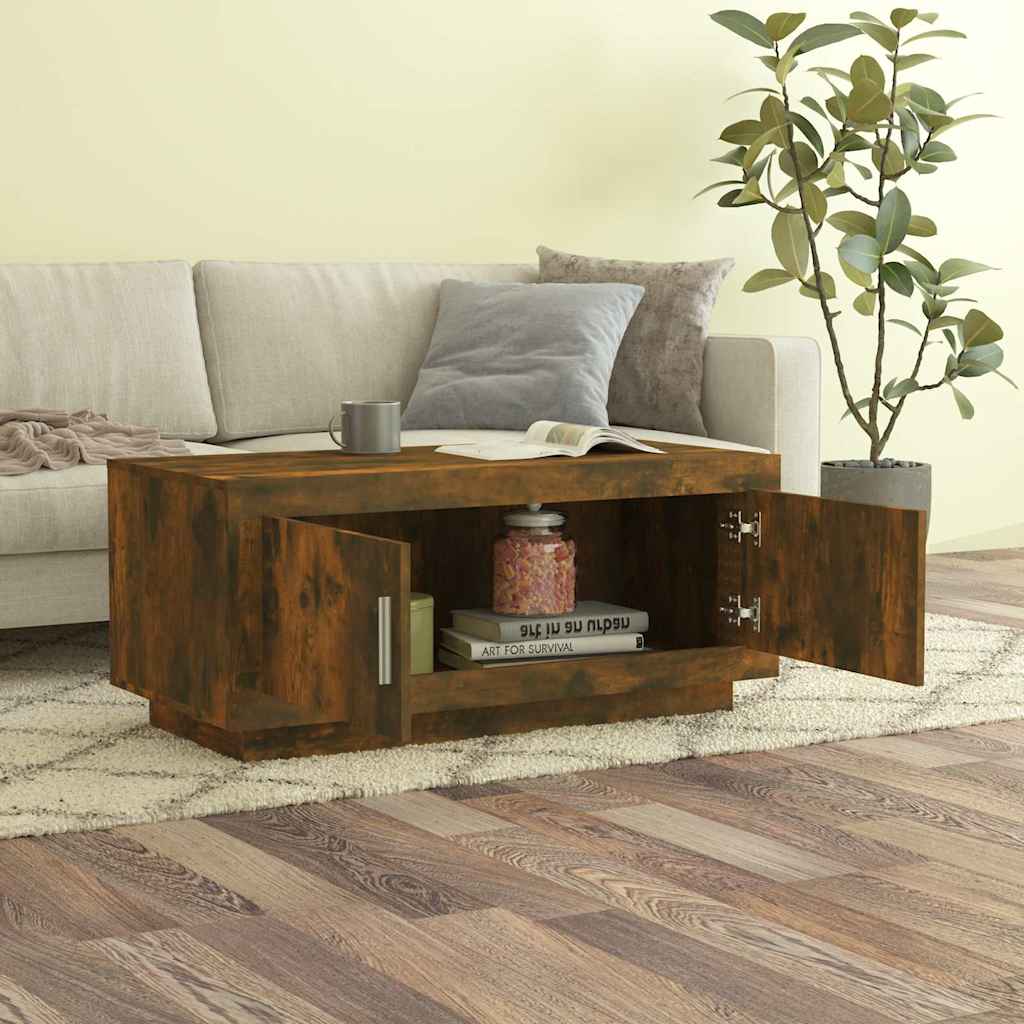 Vidaxl salontafel 102x50x45 cm bewerkt hout gerookt eikenkleurig