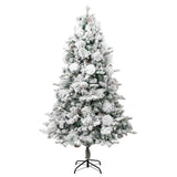 VidaXL Kerstboom met LED en dennenappels en sneeuw 195 cm PVC en PE