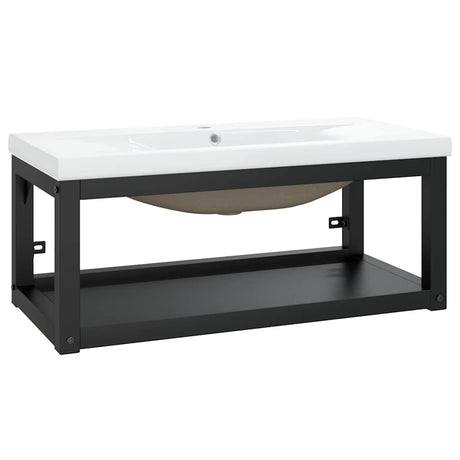 Vidaxl wastafelframe met inbouwwastafel ijzer zwart