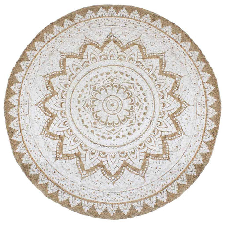 Vidaxl tapijt met print rond 180 cm gevlochten jute