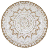 Vidaxl tapijt met print rond 210 cm gevlochten jute