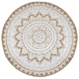 Vidaxl tapijt met print rond 210 cm gevlochten jute