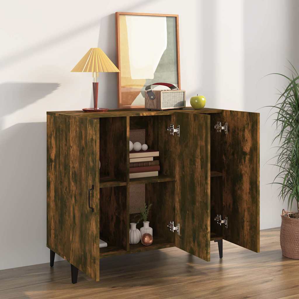 Vidaxl dressoir 90x34x80 cm bewerkt hout gerookt eikenkleurig