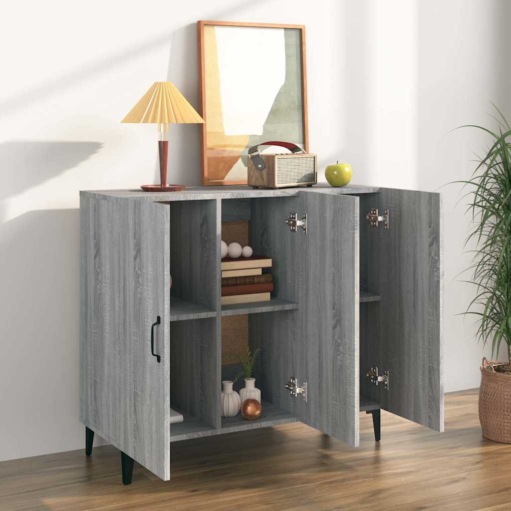 Vidaxl dressoir 90x34x80 cm bewerkt hout grijs sonoma eikenkleurig