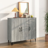 Vidaxl dressoir 90x34x80 cm bewerkt hout grijs sonoma eikenkleurig
