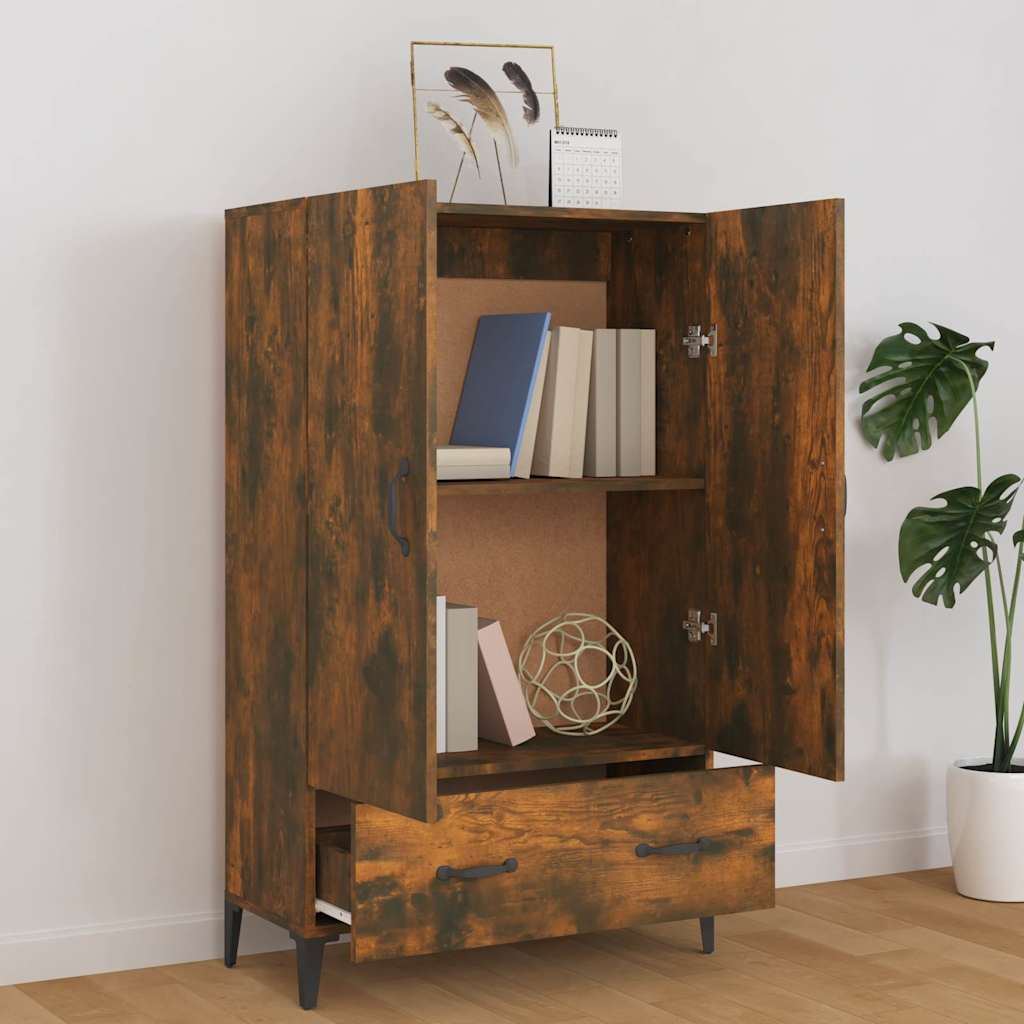 Vidaxl hoge kast 70x31x115 cm bewerkt hout gerookt eikenkleurig