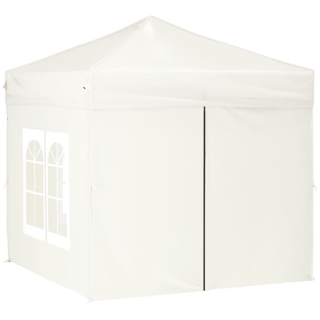 Vidaxl partytent inklapbaar met zijwanden 2x2 m crèmekleurig