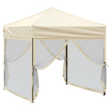 Vidaxl partytent inklapbaar met zijwanden 2x2 m crèmekleurig