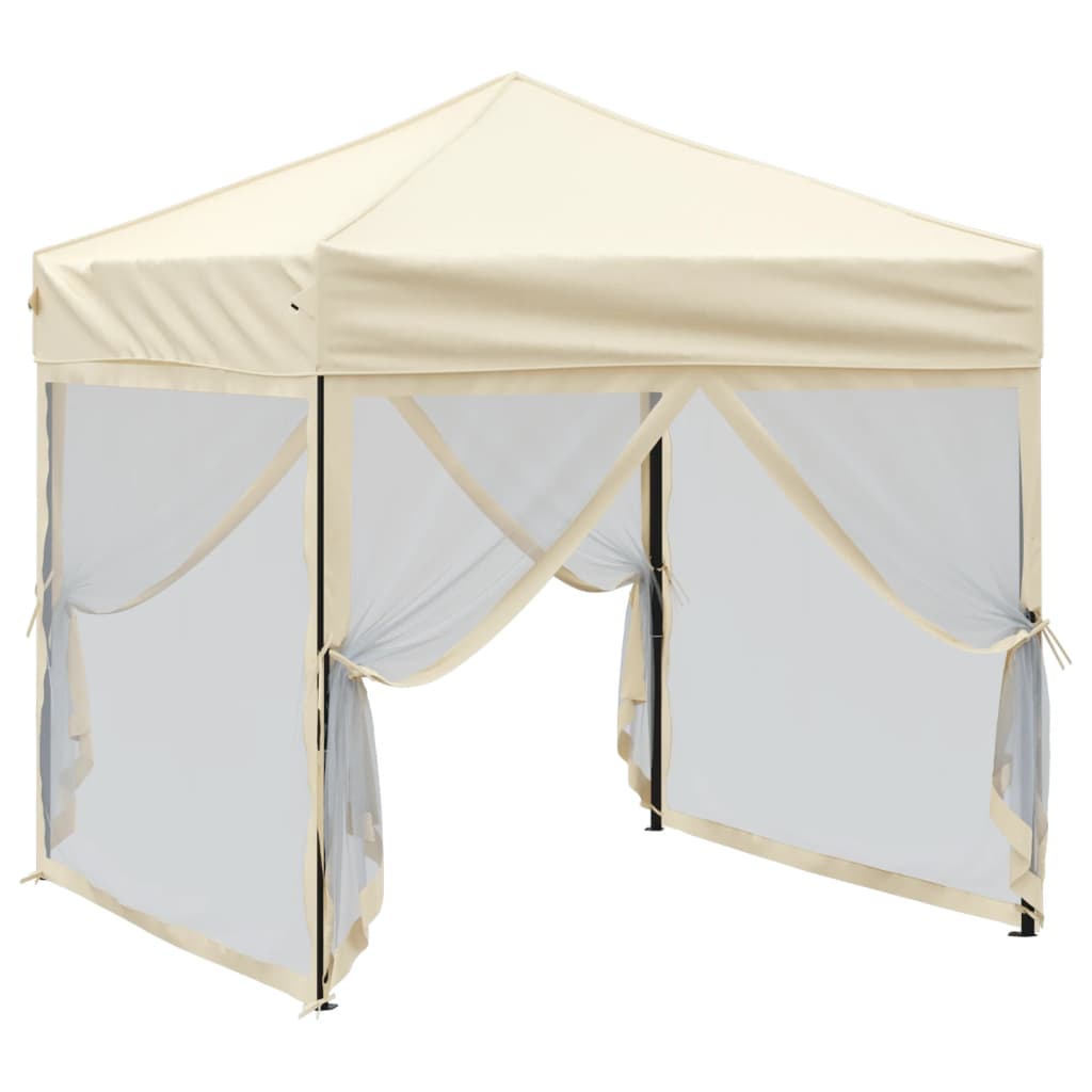 Vidaxl partytent inklapbaar met zijwanden 2x2 m crèmekleurig