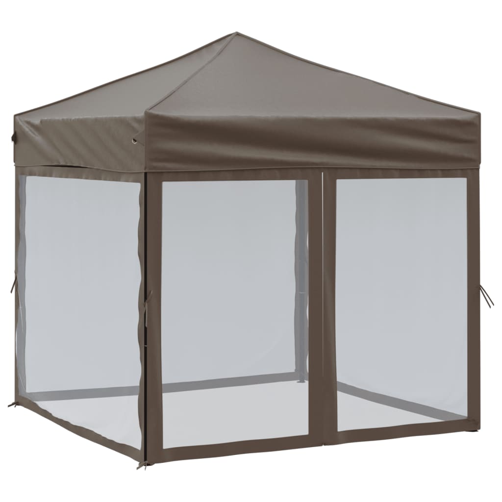 Vidaxl partytent inklapbaar met zijwanden 2x2 m taupe