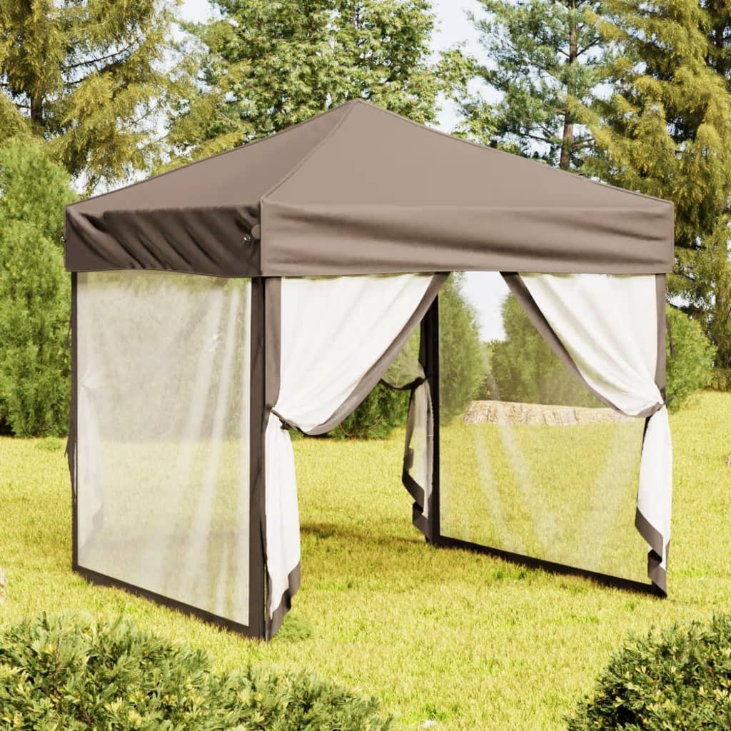 Vidaxl partytent inklapbaar met zijwanden 2x2 m taupe