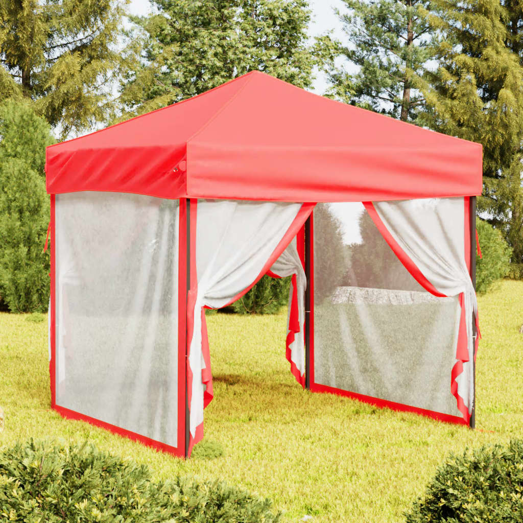 Vidaxl partytent inklapbaar met zijwanden 2x2 m rood