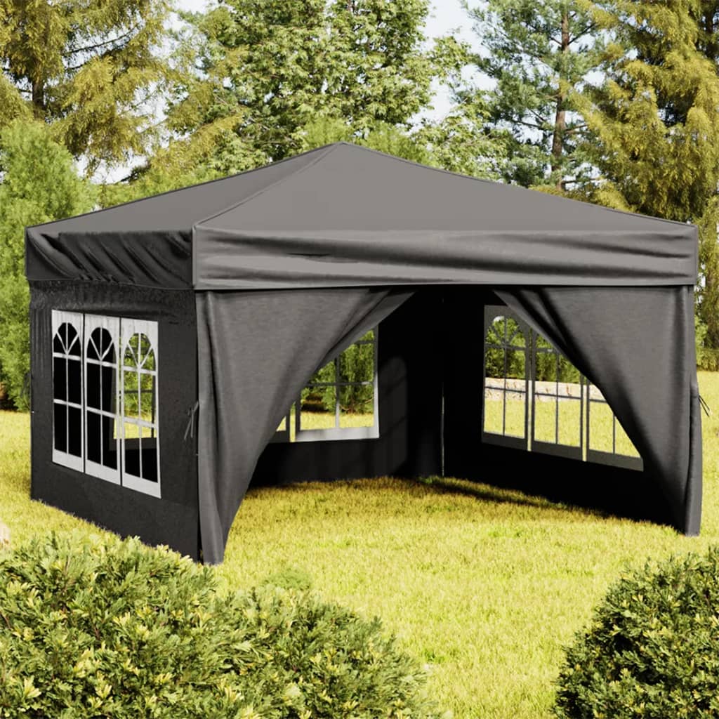 Vidaxl partytent inklapbaar met zijwanden 3x3 m antracietkleurig