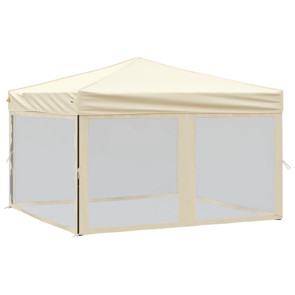 Vidaxl partytent inklapbaar met zijwanden 3x3 m crèmekleurig