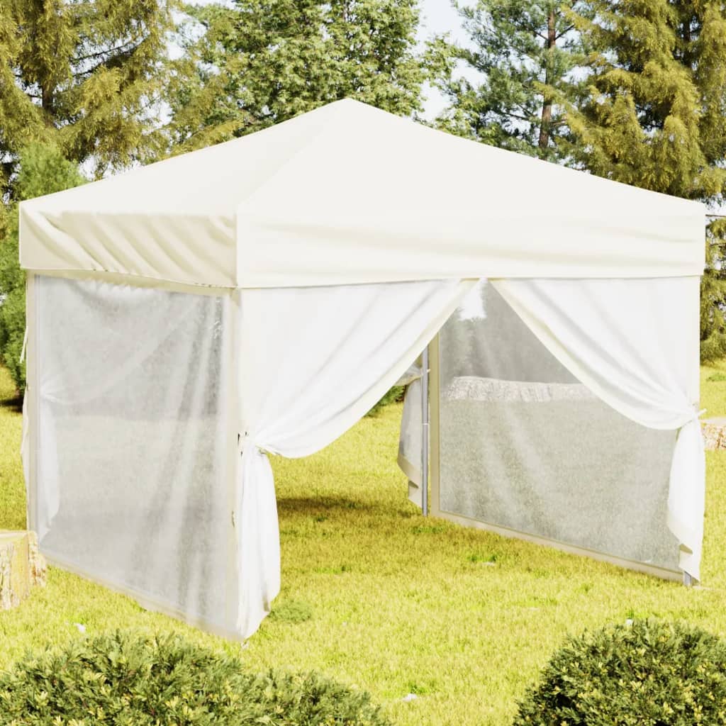 Vidaxl partytent inklapbaar met zijwanden 3x3 m crèmekleurig