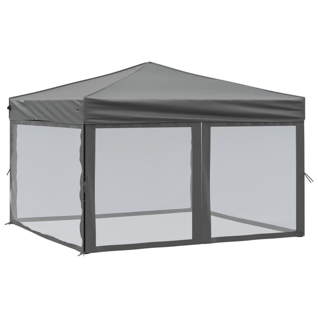 Vidaxl partytent inklapbaar met zijwanden 3x3 m antracietkleurig