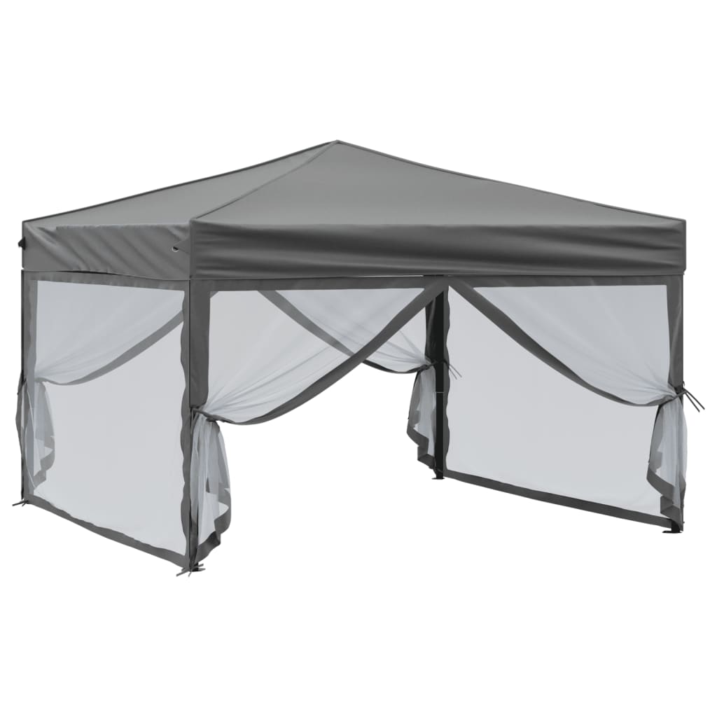 Vidaxl partytent inklapbaar met zijwanden 3x3 m antracietkleurig