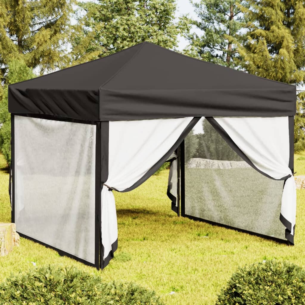 Vidaxl partytent inklapbaar met zijwanden 3x3 m antracietkleurig