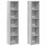 Vidaxl cd-kasten 2st 21x16x93,5cm bewerkt hout grijs sonoma eikenkleur