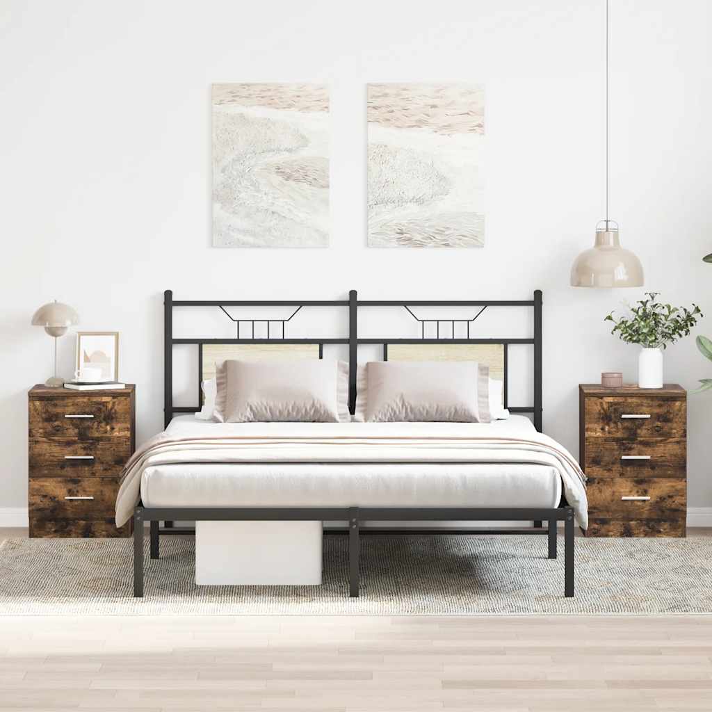 Vidaxl nachtkastjes 2 st 38x35x56 cm bewerkt hout gerookt eikenkleurig