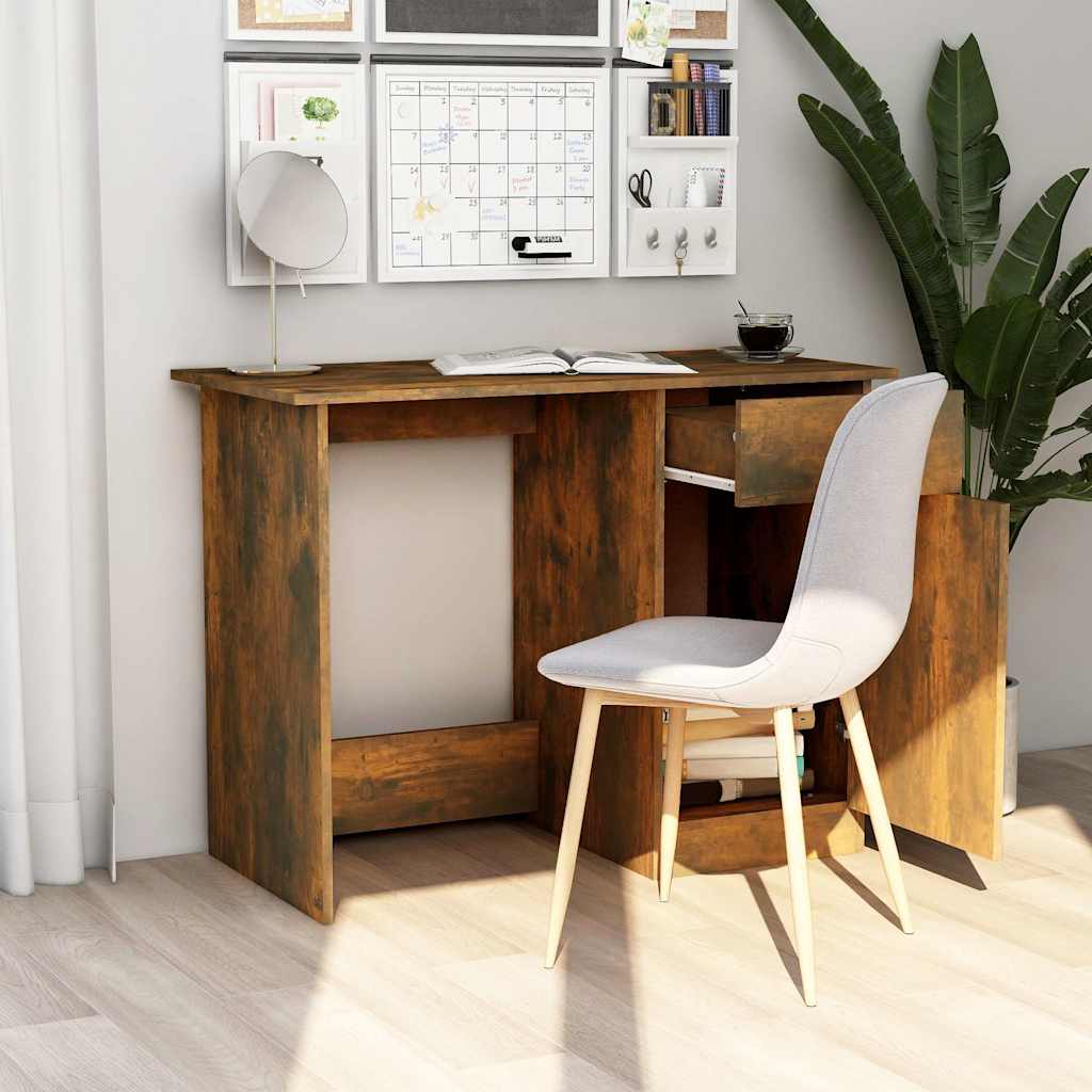 Vidaxl bureau 100x50x76 cm bewerkt hout gerookt eikenkleurig