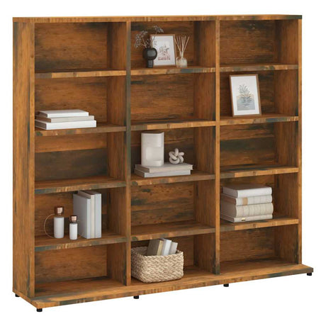 Vidaxl cd-kast 100x23x89,5 cm bewerkt hout gerookt eikenkleurig