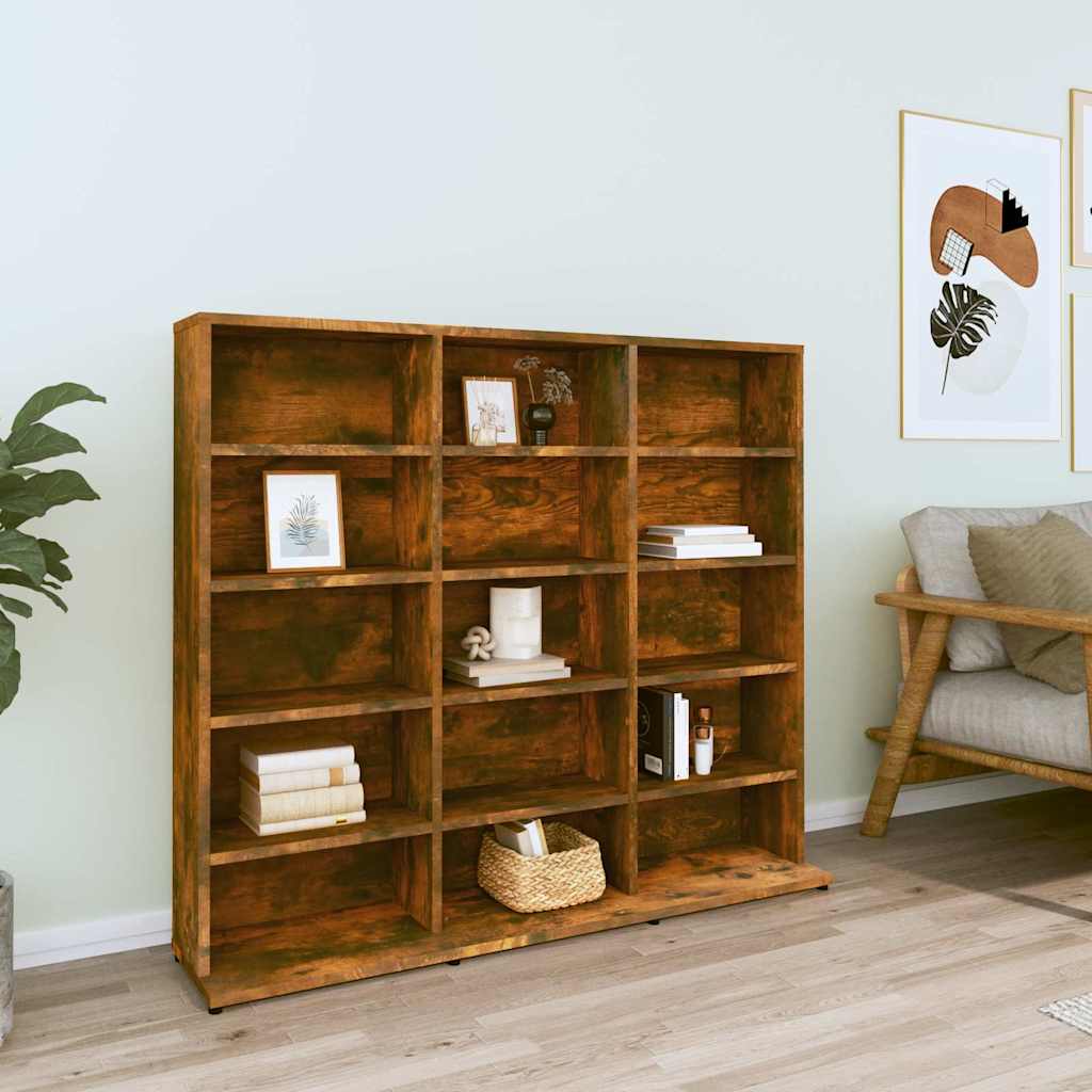 Vidaxl cd-kast 100x23x89,5 cm bewerkt hout gerookt eikenkleurig