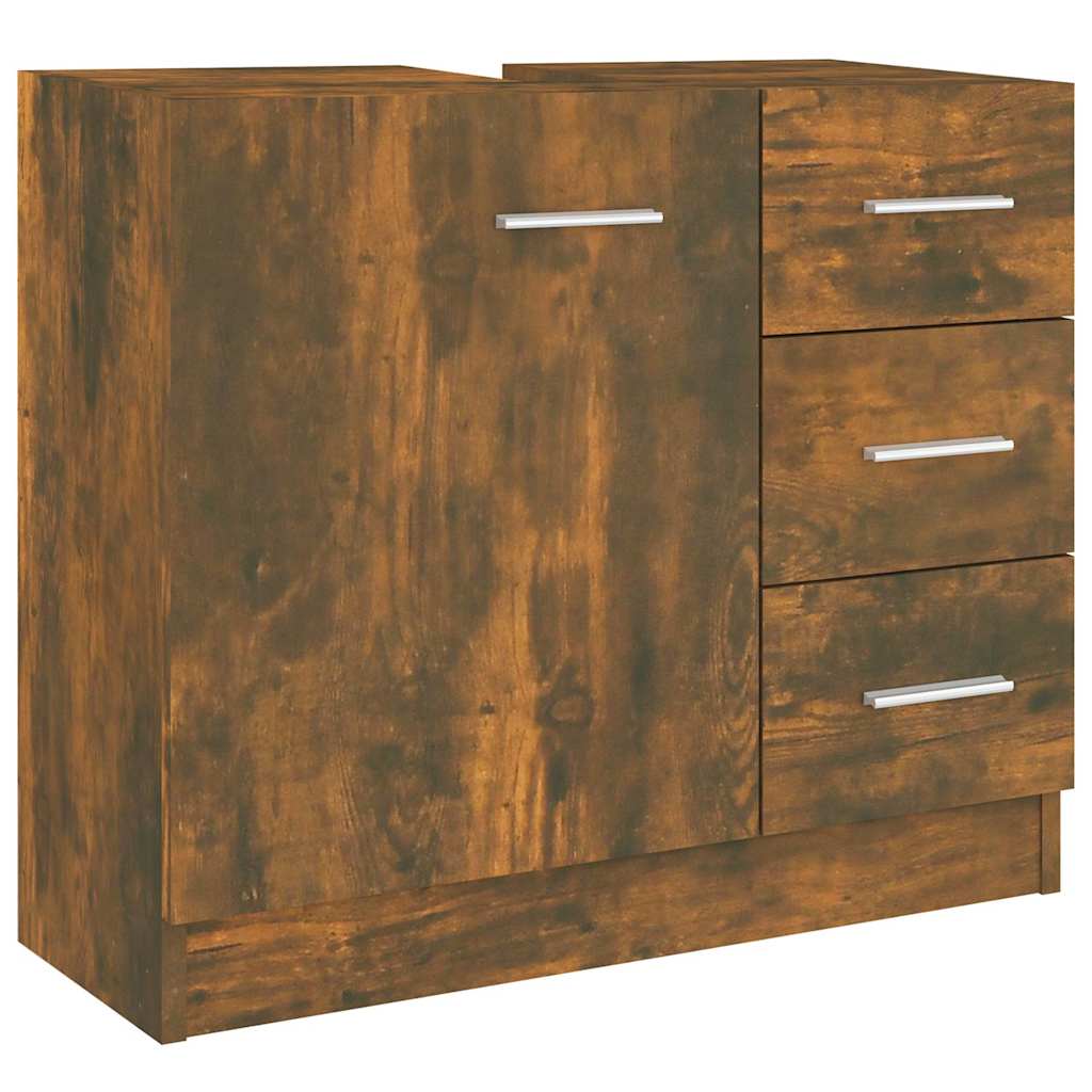 Vidaxl wastafelkast 63x30x54 cm bewerkt hout gerookt eikenkleurig