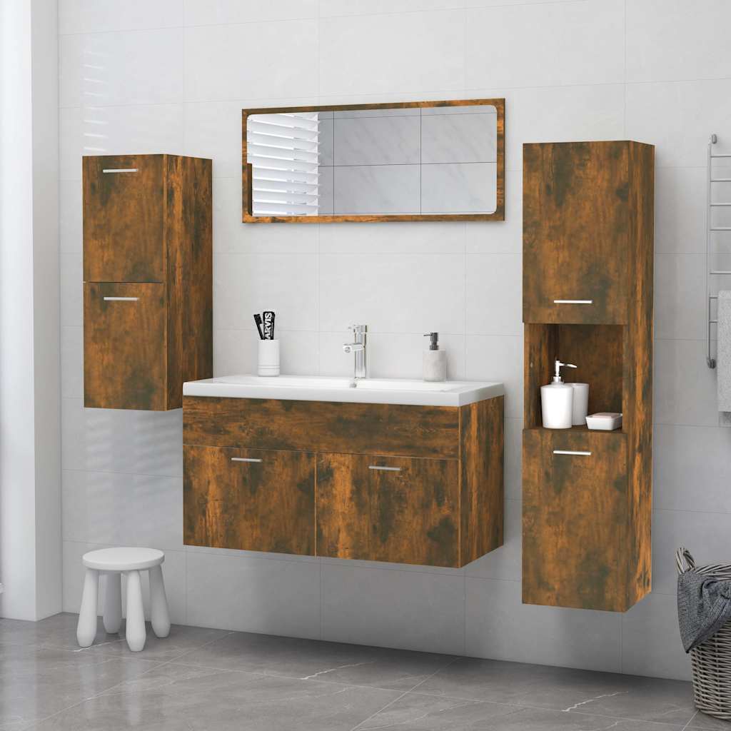 Vidaxl badkamerkast 30x30x130 cm bewerkt hout gerookt eikenkleurig