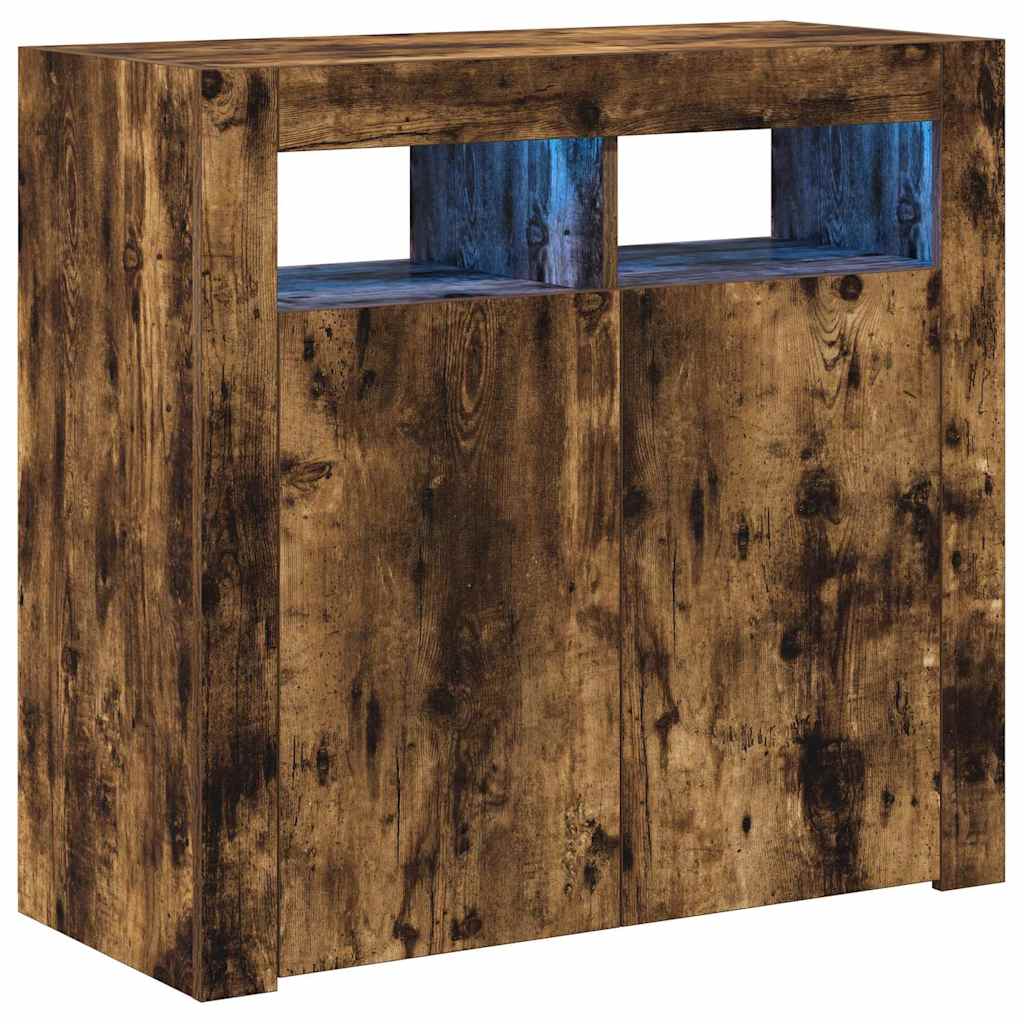 Vidaxl dressoir met led-verlichting 80x35x75 cm bruin eiken