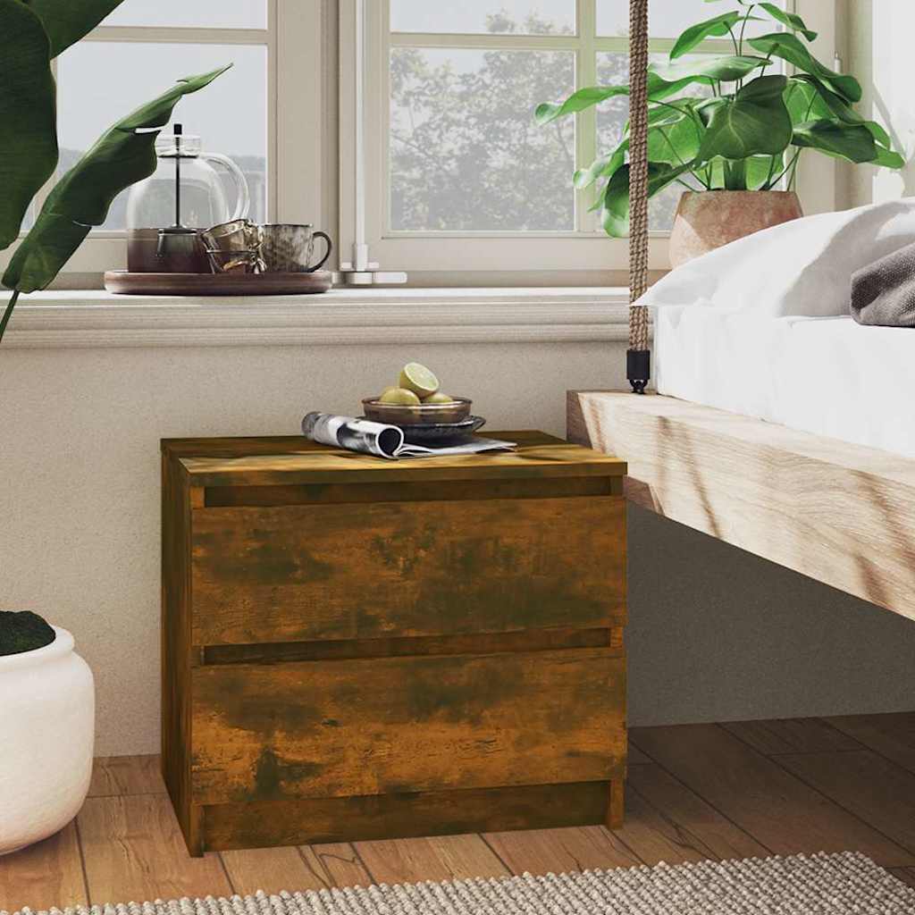 Vidaxl nachtkastje 50x39x43,5 cm bewerkt hout gerookt eikenkleurig