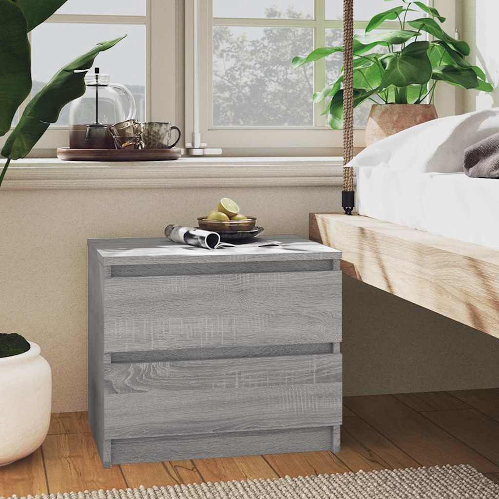 Vidaxl nachtkastje 50x39x43,5 cm bewerkt hout grijs sonoma eikenkleur