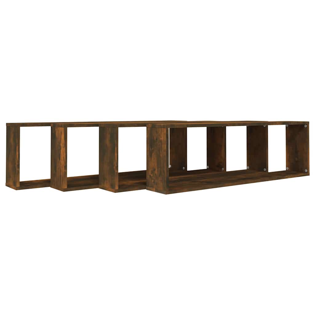 Vidaxl wandschappen kubus 4 st 100x15x30 cm bewerkt hout gerookt eiken